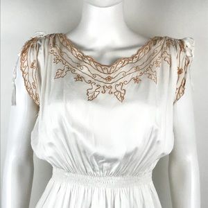 White Embroidered Sheath Dress Summer Dolman Mini